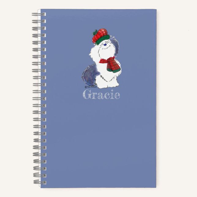Cosy Sheepdog Simple Dog Lover Winter Custom Notebook (Front)
