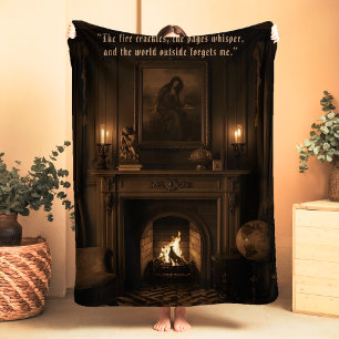 Cosy Sherpa Blanket Dark Academia Gift for Reader 