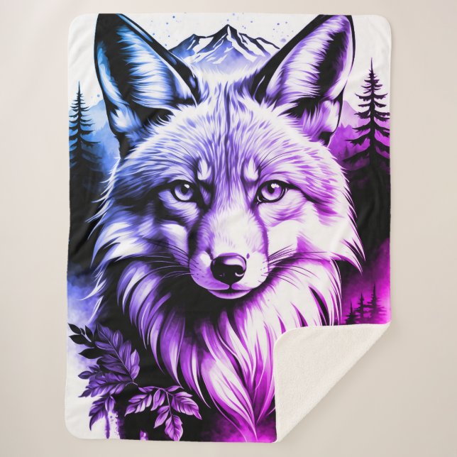 Cosy Sherpa Blanket with Vibrant Fox Design – Soft (Front)