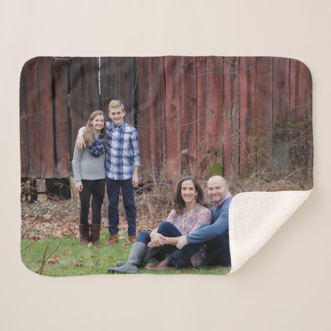 Cosy sherpa personalised photo blanket - keepsake (Front (Horizontal))
