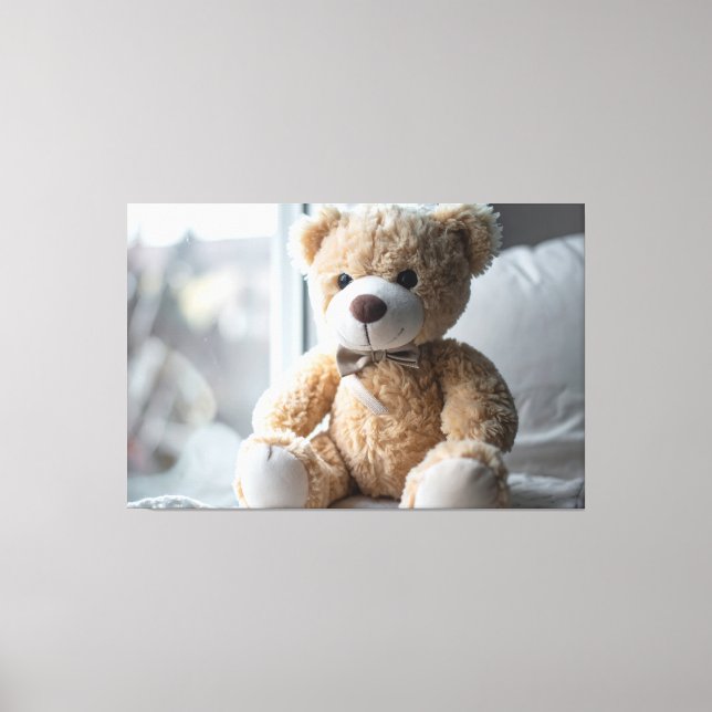 Cosy Sitting Teddy Bear Canvas Print (Front)