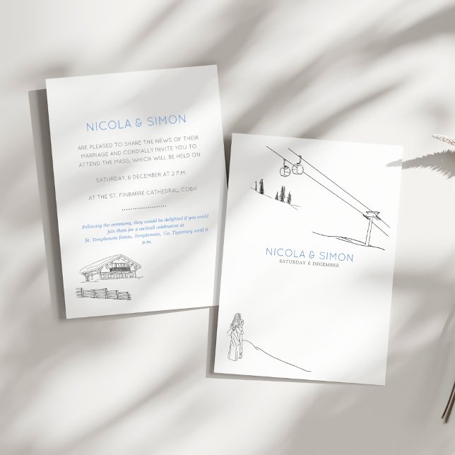 Cosy Ski Lodge Couple In Love Snowy Mountaintops  Invitation (Creator Uploaded)