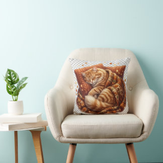 Cosy Sleeping Cat Throw Pillow
