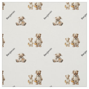 Cosy Sleepy Bear Design with Custom Name Pattern Fabric