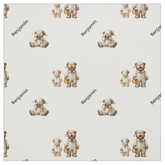 Cosy Sleepy Bear Design with Custom Name Pattern Fabric