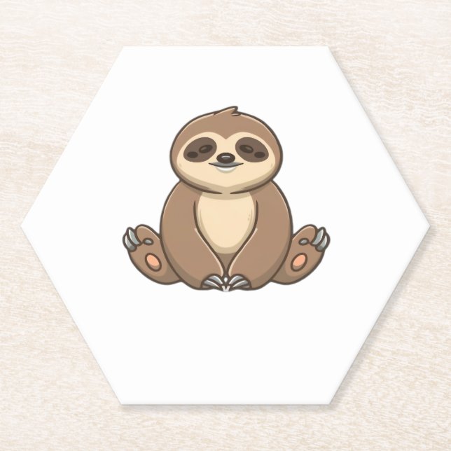 Cosy Sloth Classic T-Shirt Paper Coaster (Front)