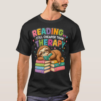 Cosy Sloth Reading Therapy Funny Book Lover T-Shirt