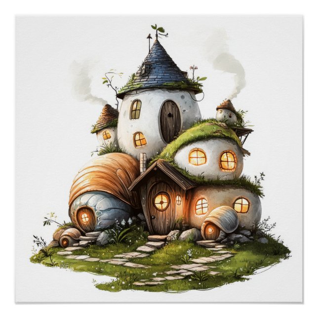 Cosy Snail Shell Cottages Poster (Front)