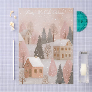 Cosy Snow Christmas Cottage Village Decoupage Gift Tissue Paper