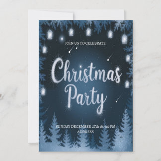 Cosy Snowful Happy Chrsitmas Party Invitataion Holiday Card