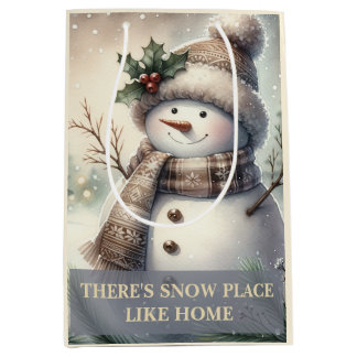 Cosy Snowman Christmas Custom Medium Gift Bag