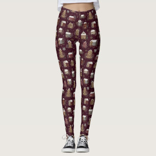 Cosy Snowy Winter Village Pattern (2) Leggings
