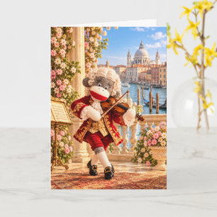 Cosy Sock Monkey Classics — Vivaldi in Venice Card