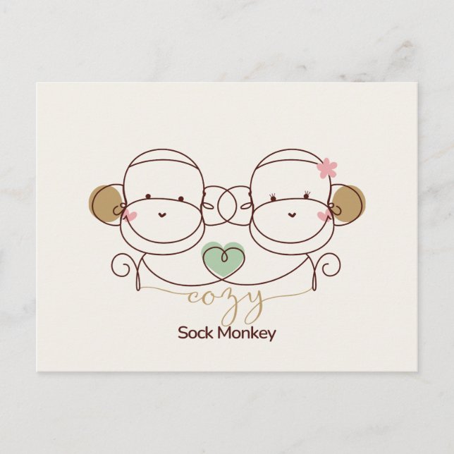 Cosy Sock Monkey Postcard (Front)
