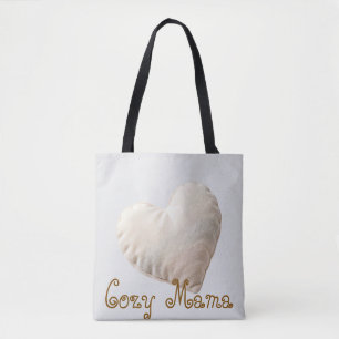 Cosy Soft Heart Minimalist Mama Throw Tote Bag