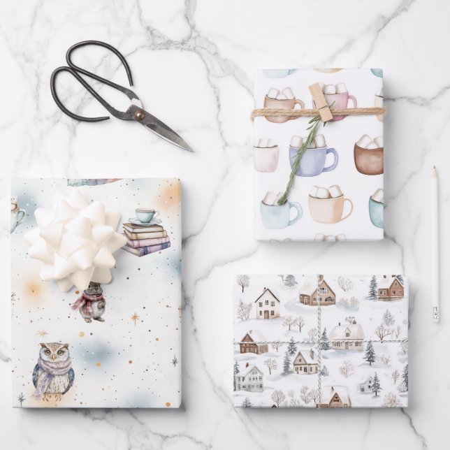Cosy Soft Pastel Christmas   Wrapping Paper Sheet (Front)