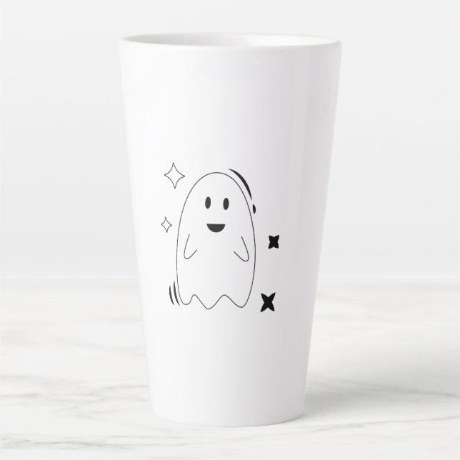 Cosy Spooky Celestial Ghost Star Line Art Mug (Front)