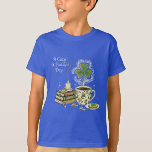 Cosy St. Paddy's Day Irish Coffee and Vintage Book T-Shirt