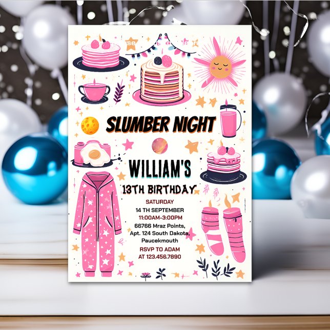 cosy stars Sleepover Slumber Party 13th birthday Invitation (Creator Uploaded)