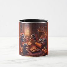 Cosy storybook Halloween with Racoon Family