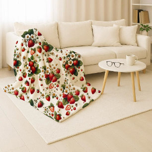 Cosy Strawberry Botanical Sherpa Blanket