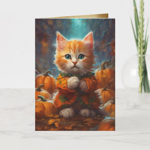 Cosy Sweater Kitten, Cute Tabby Cat, Halloween Card