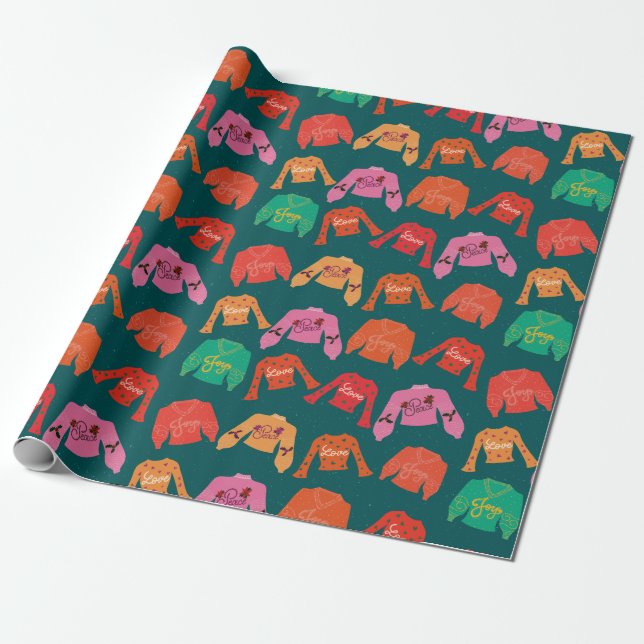 Cosy sweaters Christmas wrapping paper (Unrolled)