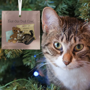 Cosy Tabby Pink Father's Day Glass Tree Decoration