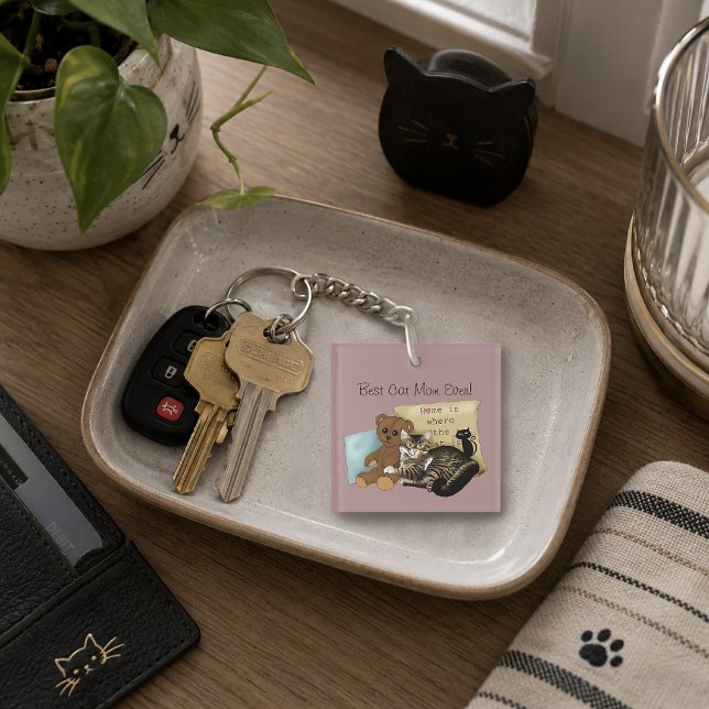 Cosy Tabby Pink Mother's Day Key Ring (Creator Uploaded)