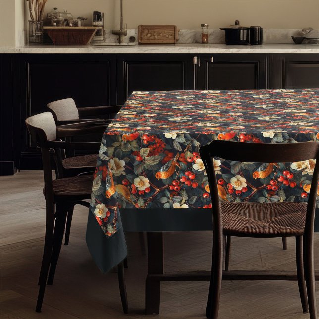 Cosy Tablecloth with Fall Birds & Woodland Floral (Cozy Tablecloth with Fall Birds and Woodland Florals)