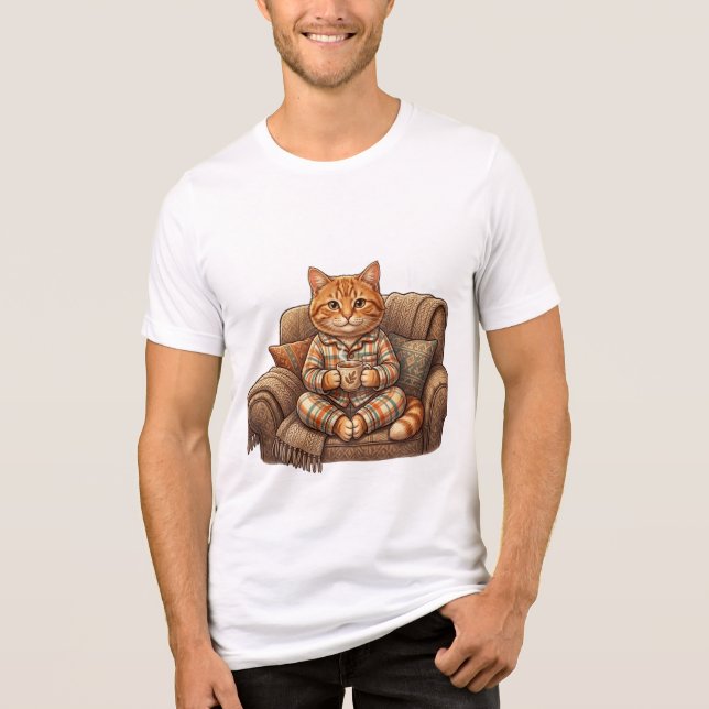 Cosy Tea Time Cat Tri-Blend Shirt (Front)