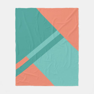 Cosy teal and orange colour block fleece blanket