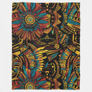 Cosy Teal "Aztec Dream" Pattern Fleece Blanket