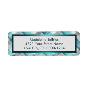 Cosy Teal Tartan Plaid and Ribbon Return Address