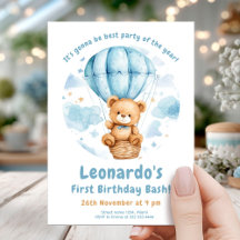 Cosy Teddy Balloon 1st Birthday
