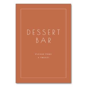 Cosy Terracotta Minimalist Dessert Bar Sign Table Number