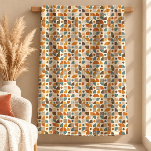 Cosy Terracotta Sage Shapes Throw Blanket Design