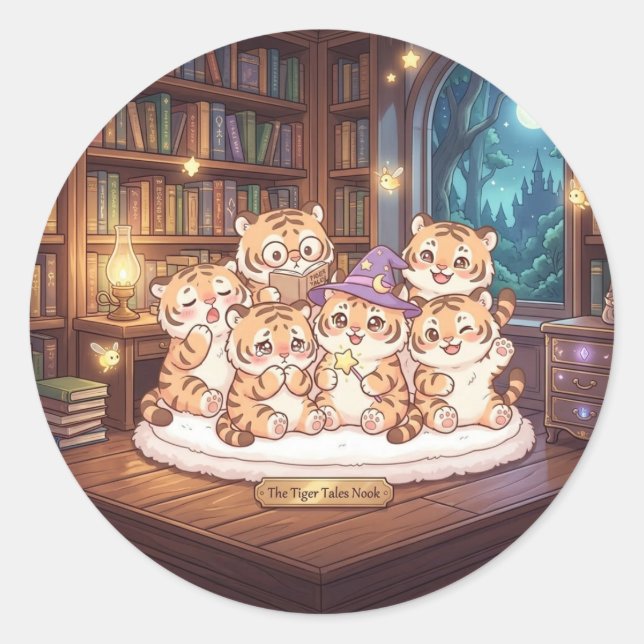 Cosy Tiger Tales Library Sticker (Front)