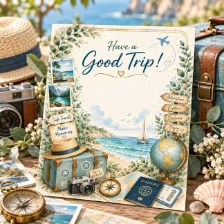 Cosy Travel Theme Have a Good Trip Greeting Card