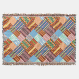Cosy tribal patchwork pattern throw blanket