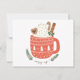 Cosy Up hot chocolate Christmas  Holiday Card