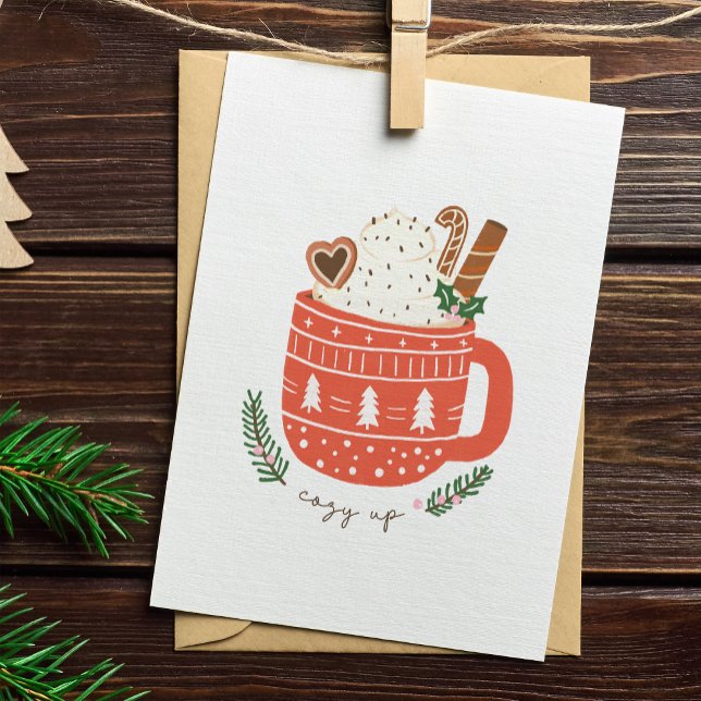 Cosy Up Hot Cocoa Mug Christmas Holiday Card (Creator Uploaded)