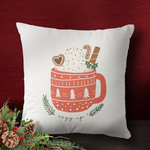 Cosy Up Hot Cocoa Mug Christmas Holiday Cushion