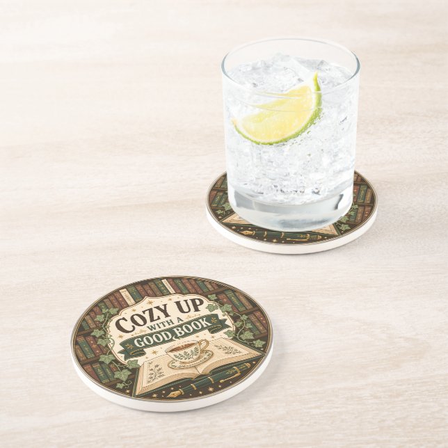 Cosy Up With A Good Book Coaster (Side)