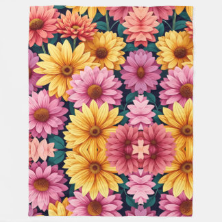 Cosy Up with Bold and Beautiful Flower Patterns Fleece Blanket