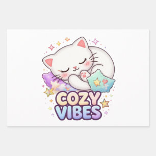 Cosy Vibe Cat Sticker Cute Sleeping Cat Wrapping Paper Sheet