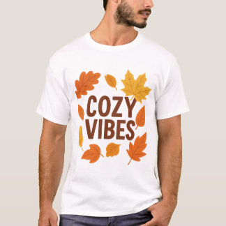 Cosy Vibes Autumn Aesthetic | Warm Fall Leaves Ret T-Shirt