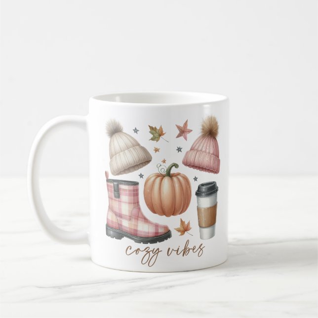 Cosy Vibes Fall-Themed Coffee Mug (Left)