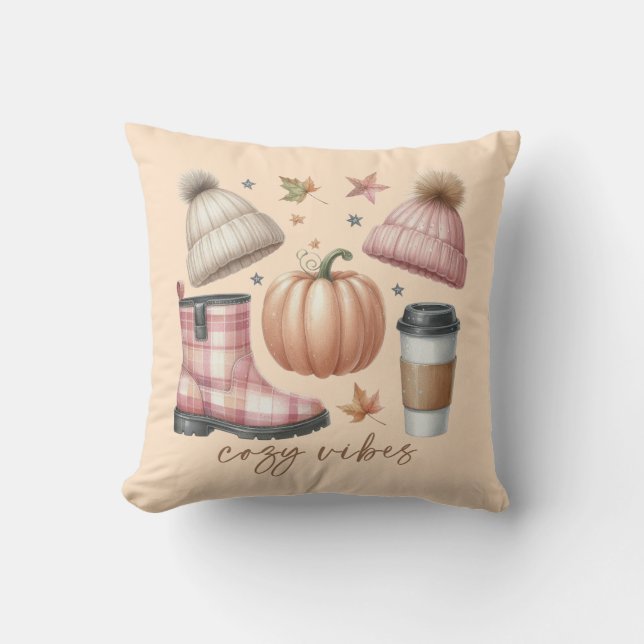 Cosy Vibes Fall-Themed Cushion (Front)