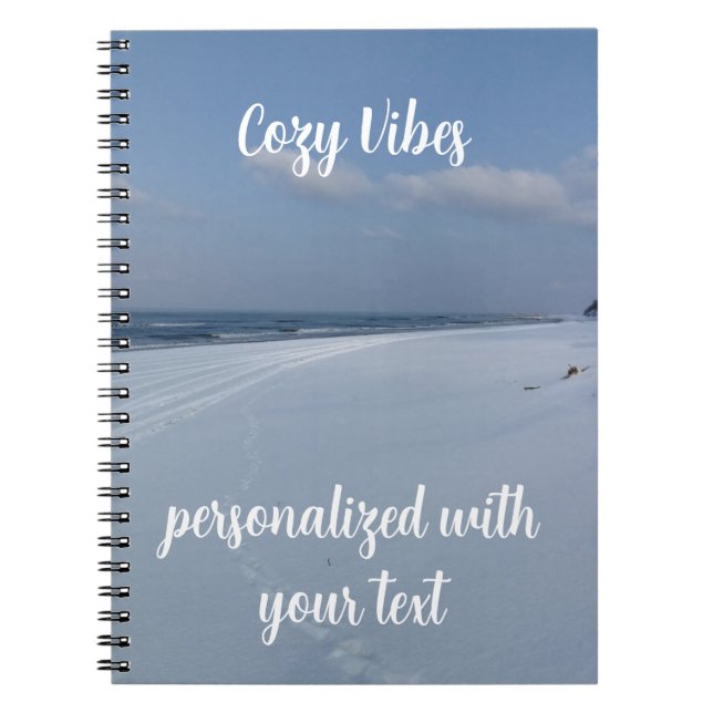 Cosy Vibes Winter Beach Monogram Notebook (Front)